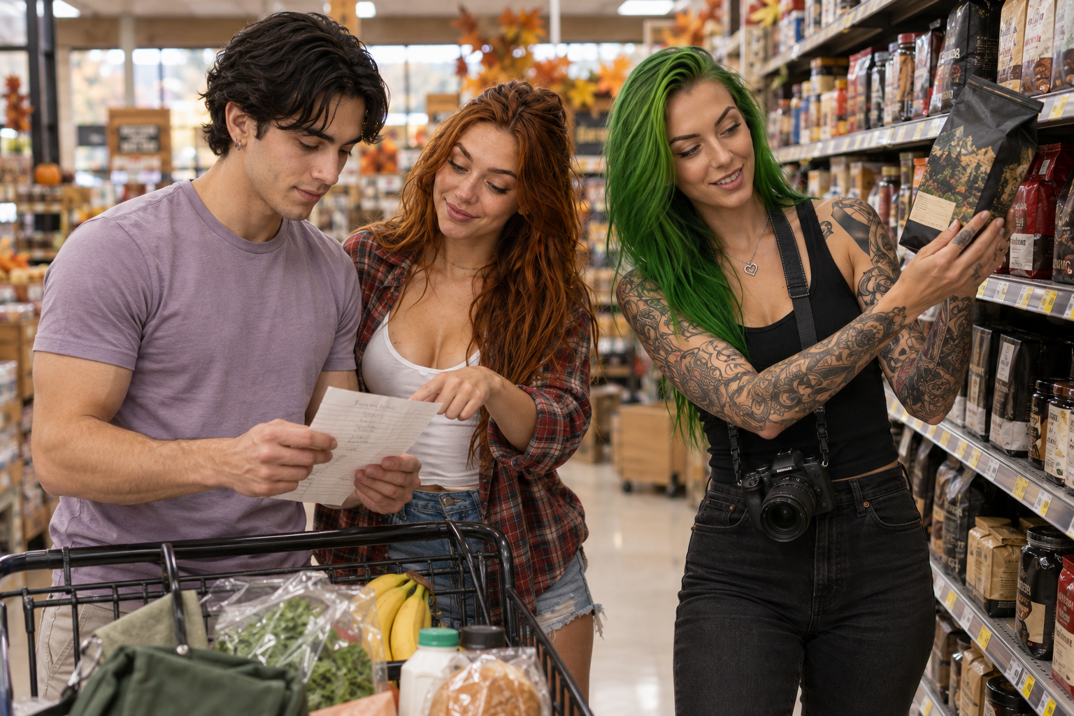 Dustin, RJ, and Randi on the first grocery run.