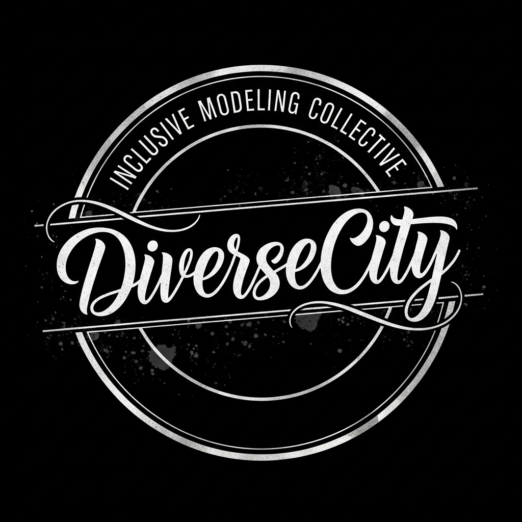 DiverseCity — Inclusive Modeling Collective. Original black-and-white circular logo.